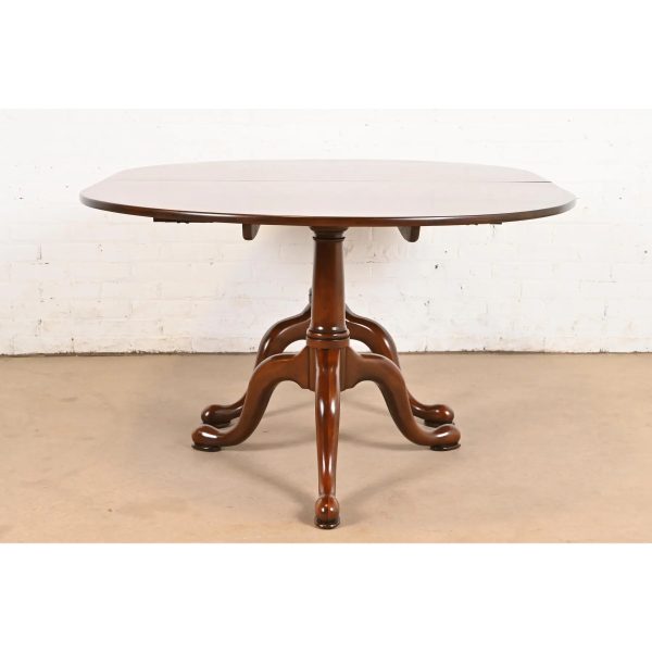 Henkel Harris Georgian Solid Cherry Wood Double Pedestal Extension Dining Table, Newly Refinished - Image 9