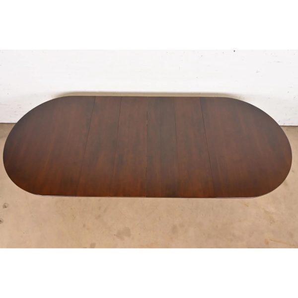 Henkel Harris Georgian Solid Cherry Wood Double Pedestal Extension Dining Table, Newly Refinished - Image 5
