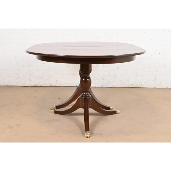 Henkel Harris Georgian Solid Mahogany Double Pedestal Extension Dining Table, Newly Refinished - Image 10