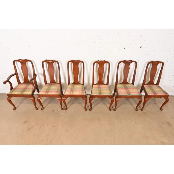 Henkel Harris Queen Anne Solid Cherry Wood Dining Chairs, Set of Six - Image 5