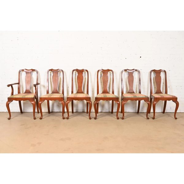 Henkel Harris Queen Anne Solid Cherry Wood Dining Chairs, Set of Six - Image 2