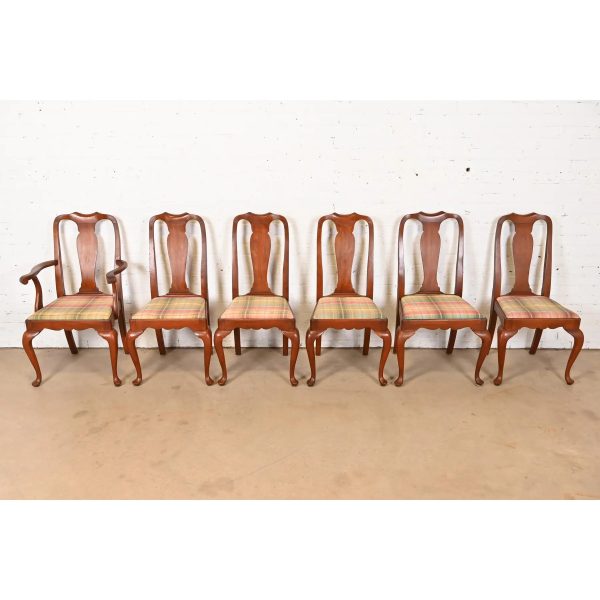 Henkel Harris Queen Anne Solid Cherry Wood Dining Chairs, Set of Six - Image 3
