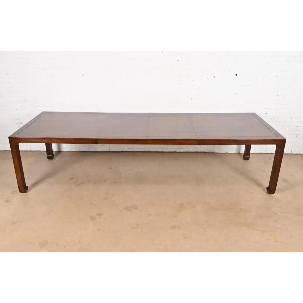 Henredon Mid-Century Hollywood Regency Chinoiserie Sculpted Walnut Extension Dining Table, Circa 1970s - Image 2