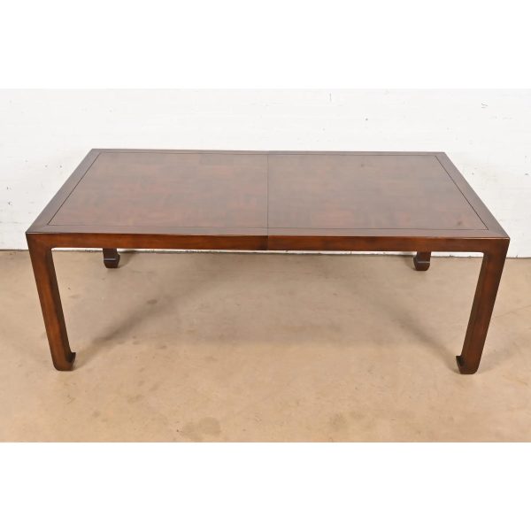 Henredon Mid-Century Hollywood Regency Chinoiserie Sculpted Walnut Extension Dining Table, Circa 1970s - Image 6