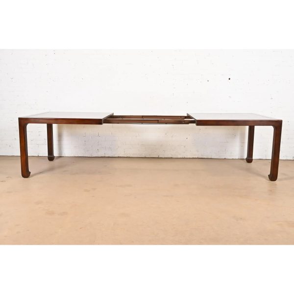 Henredon Mid-Century Hollywood Regency Chinoiserie Sculpted Walnut Extension Dining Table, Circa 1970s - Image 5