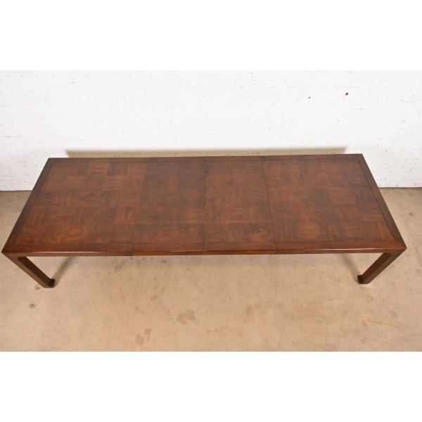 Henredon Mid-Century Hollywood Regency Chinoiserie Sculpted Walnut Extension Dining Table, Circa 1970s - Image 4