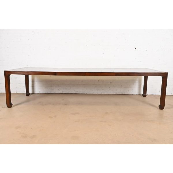 Henredon Mid-Century Hollywood Regency Chinoiserie Sculpted Walnut Extension Dining Table, Circa 1970s - Image 3