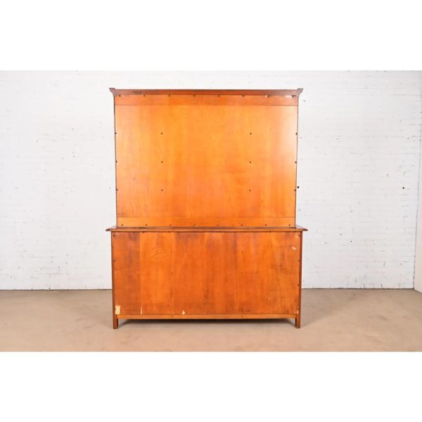 John Widdicomb French Provincial Louis XV Carved Cherry Wood Breakfront Bookcase Cabinet, Circa 1950s - Image 11