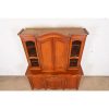 John Widdicomb French Provincial Louis XV Carved Cherry Wood Breakfront Bookcase Cabinet, Circa 1950s - Image 9