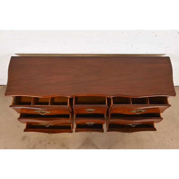 John Widdicomb French Provincial Louis XV Solid Mahogany Nine-Drawer Dresser, Circa 1940s - Image 5