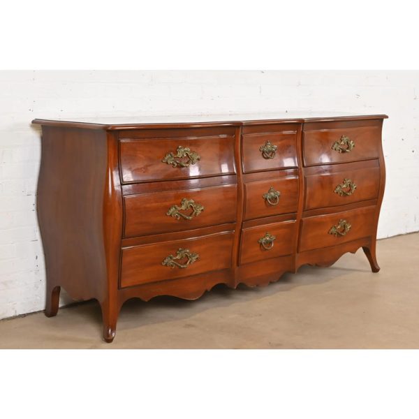 John Widdicomb French Provincial Louis XV Solid Mahogany Nine-Drawer Dresser, Circa 1940s - Image 3