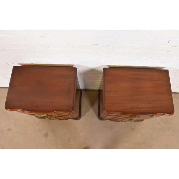 John Widdicomb Georgian Solid Mahogany Four-Drawer Bedside Chests, Circa 1940s - Image 9