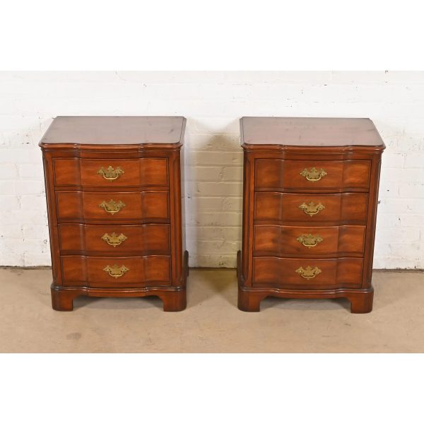 John Widdicomb Georgian Solid Mahogany Four-Drawer Bedside Chests, Circa 1940s - Image 2
