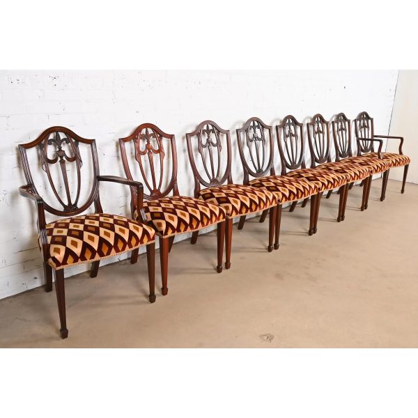 Kindel Furniture Federal Mahogany Shield Back Dining Chairs, Set of Eight - Image 4
