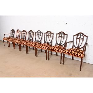 Kindel Furniture Federal Mahogany Shield Back Dining Chairs, Set of Eight