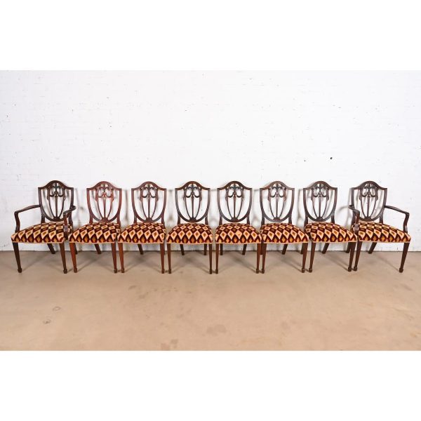 Kindel Furniture Federal Mahogany Shield Back Dining Chairs, Set of Eight - Image 3
