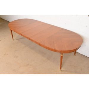 Kindel Furniture French Regency Louis XVI Cherry Wood Extension Dining Table, Newly Refinished