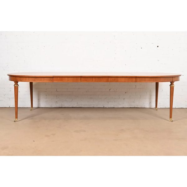 Kindel Furniture French Regency Louis XVI Cherry Wood Extension Dining Table, Newly Refinished - Image 3