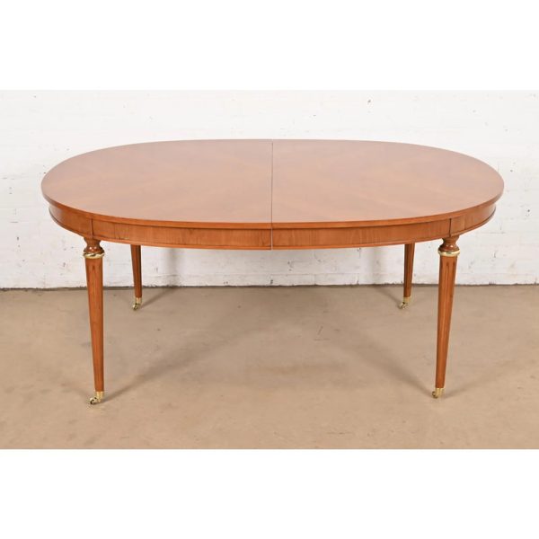 Kindel Furniture French Regency Louis XVI Cherry Wood Extension Dining Table, Newly Refinished - Image 7