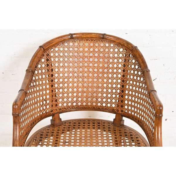 Kindel Furniture Hollywood Regency Faux Bamboo and Cane Club Chair, Circa 1970s - Image 7
