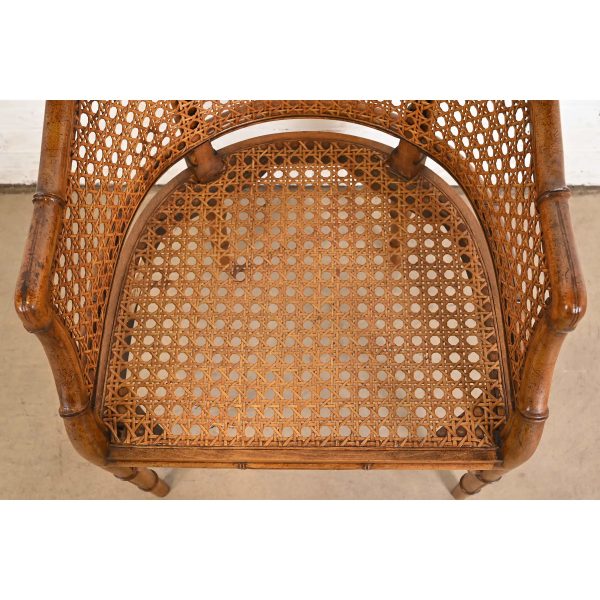 Kindel Furniture Hollywood Regency Faux Bamboo and Cane Club Chair, Circa 1970s - Image 8