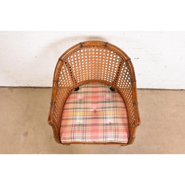 Kindel Furniture Hollywood Regency Faux Bamboo and Cane Club Chair, Circa 1970s - Image 5