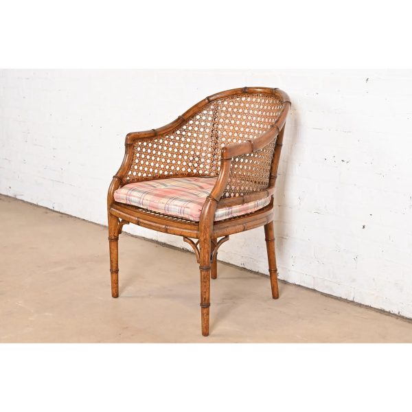 Kindel Furniture Hollywood Regency Faux Bamboo and Cane Club Chair, Circa 1970s - Image 2