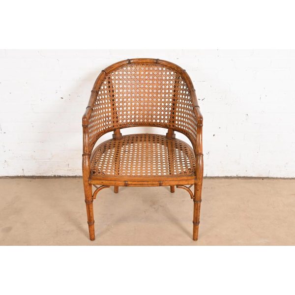 Kindel Furniture Hollywood Regency Faux Bamboo and Cane Club Chair, Circa 1970s - Image 6
