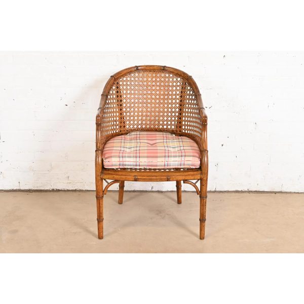 Kindel Furniture Hollywood Regency Faux Bamboo and Cane Club Chair, Circa 1970s - Image 4