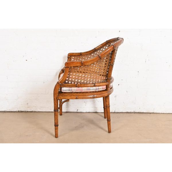 Kindel Furniture Hollywood Regency Faux Bamboo and Cane Club Chair, Circa 1970s - Image 9