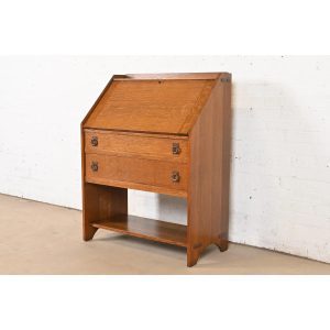 Lifetime Furniture Antique Mission Oak Arts & Crafts Drop Front Secretary Desk, Circa 1900