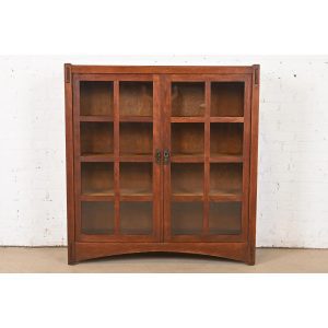 Lifetime Furniture Mission Oak Arts and Crafts Double Bookcase, Circa 1900