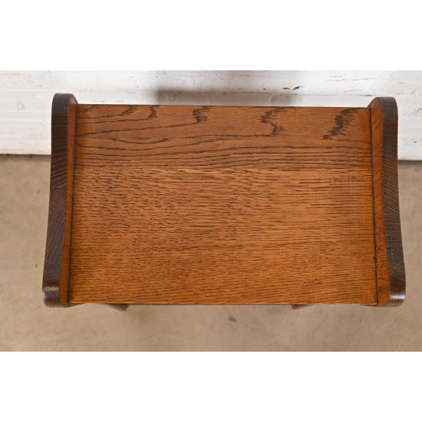 Limbert Antique Mission Oak Arts & Crafts Bookcase or Magazine Stand, Circa 1900 - Image 5