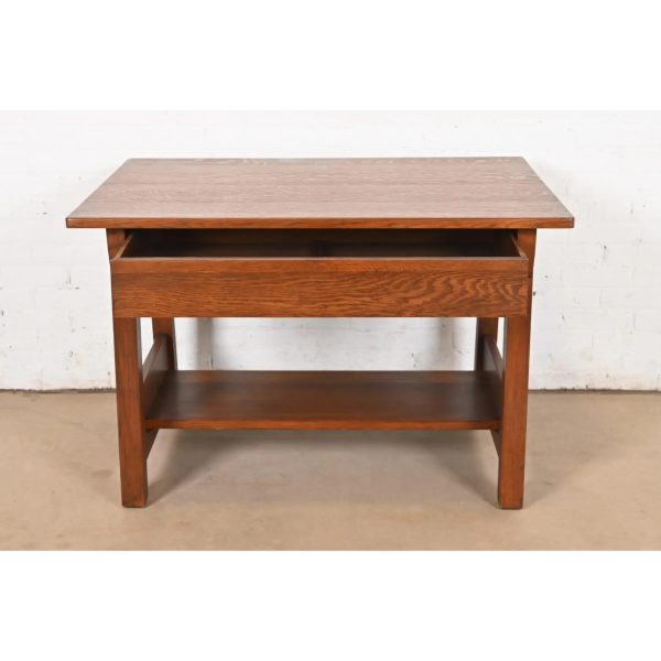 Limbert Antique Mission Oak Arts & Crafts Desk or Library Table, Circa 1910 - Image 5
