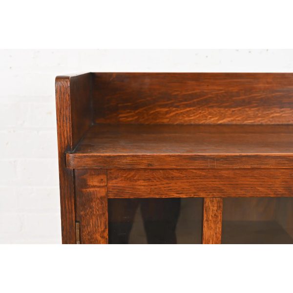 Limbert Antique Mission Oak Arts and Crafts Triple Bookcase Cabinet, Circa 1900 - Image 6