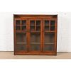 Limbert Antique Mission Oak Arts and Crafts Triple Bookcase Cabinet, Circa 1900