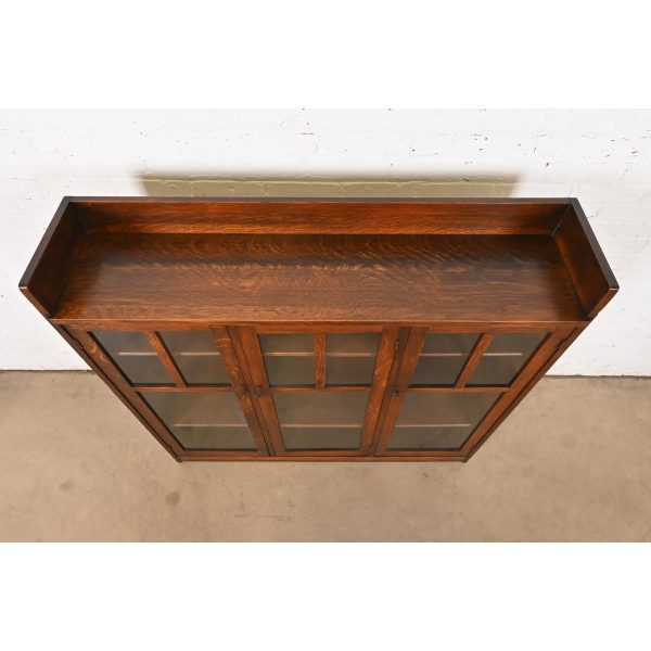 Limbert Antique Mission Oak Arts and Crafts Triple Bookcase Cabinet, Circa 1900 - Image 8