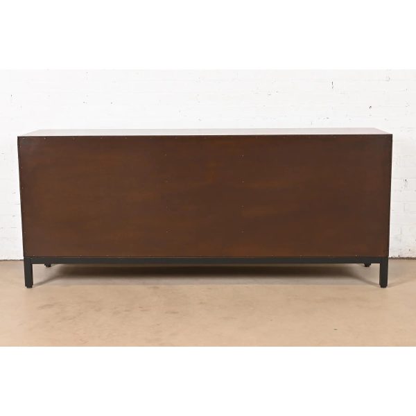 Milo Baughman for Directional Walnut and Ebonized Nine-Drawer Dresser, Newly Refinished - Image 11