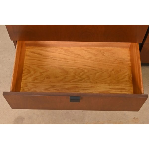 Milo Baughman for Directional Walnut and Ebonized Nine-Drawer Dresser, Newly Refinished - Image 7