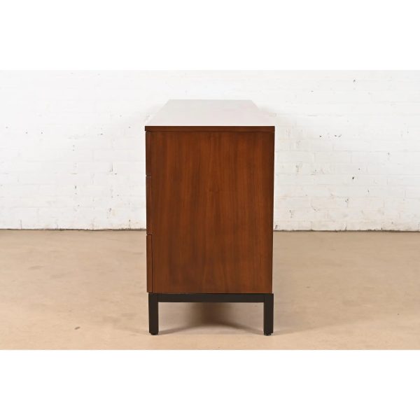 Milo Baughman for Directional Walnut and Ebonized Nine-Drawer Dresser, Newly Refinished - Image 10