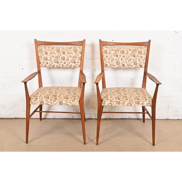 Paul McCobb for Directional Sculpted Walnut Armchairs, Pair - Image 4