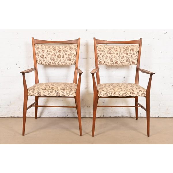 Paul McCobb for Directional Sculpted Walnut Armchairs, Pair - Image 3