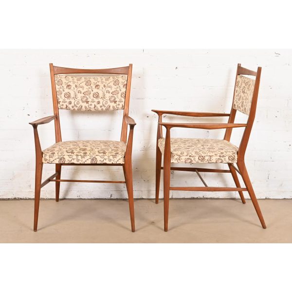 Paul McCobb for Directional Sculpted Walnut Armchairs, Pair - Image 8