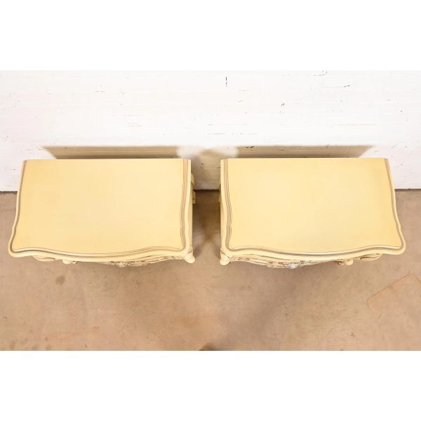 Romweber French Rococo Louis XV Cream Lacquered Nightstands, Circa 1960s - Image 9