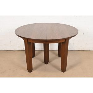 Stickley Antique Mission Oak Arts & Crafts Extension Dining Table, Circa 1910