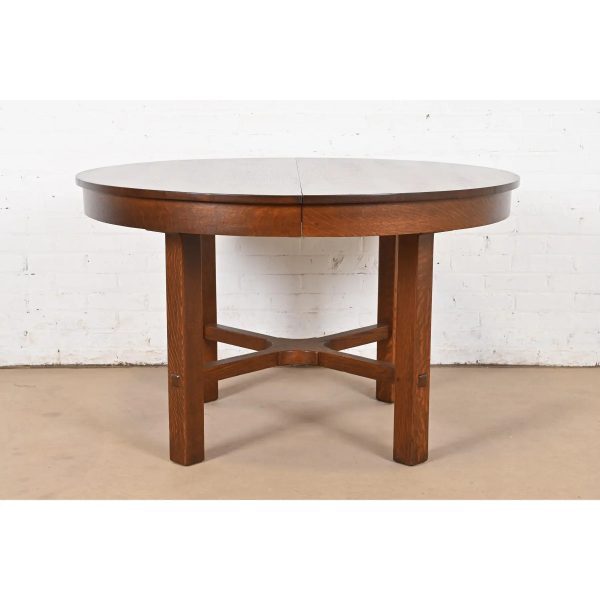 Stickley Antique Mission Oak Arts & Crafts Extension Dining Table, Newly Refinished - Image 2