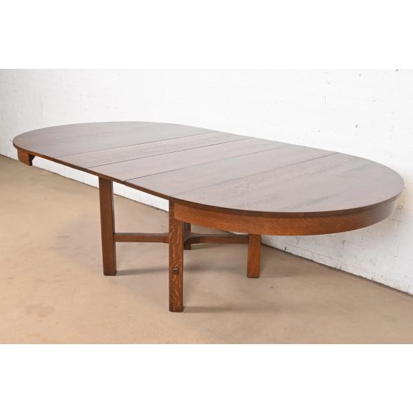 Stickley Antique Mission Oak Arts & Crafts Extension Dining Table, Newly Refinished - Image 8