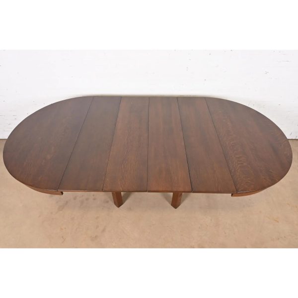 Stickley Antique Mission Oak Arts & Crafts Extension Dining Table, Newly Refinished - Image 9