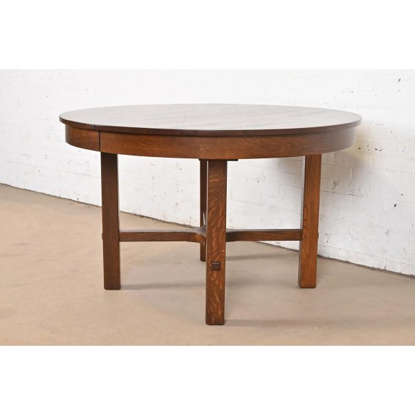 Stickley Antique Mission Oak Arts & Crafts Extension Dining Table, Newly Refinished - Image 4