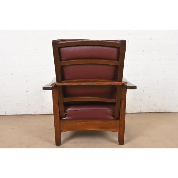 Stickley Brothers Style Antique Mission Oak Arts & Crafts Reclining Morris Lounge Chair, Circa 1900 - Image 10